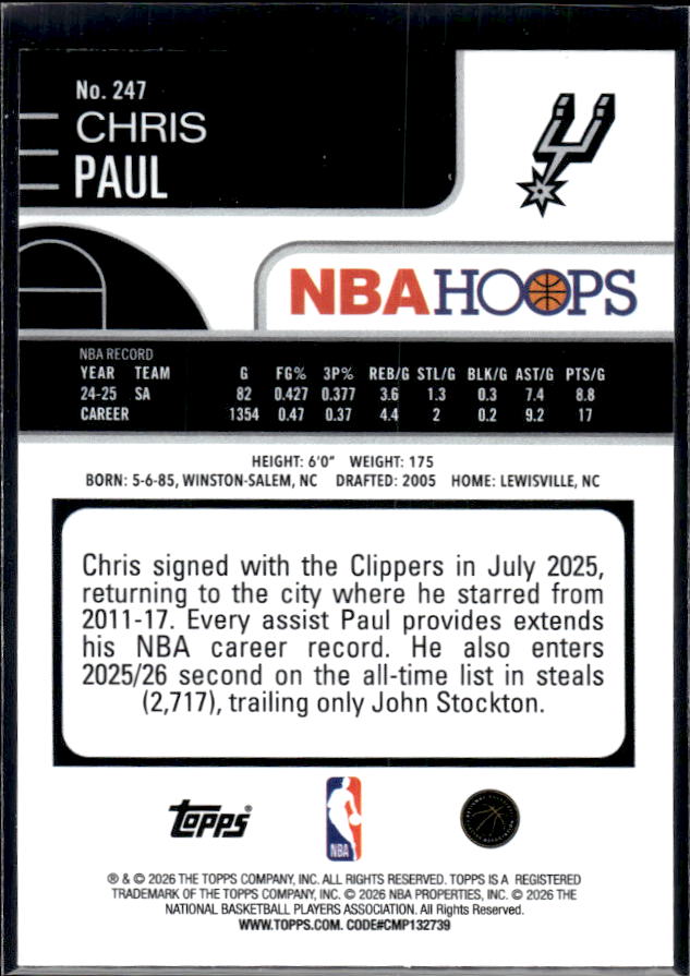 2025-26 Hoops #247 Chris Paul Base