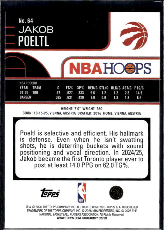 2025-26 Hoops #64 Jakob Poeltl Base