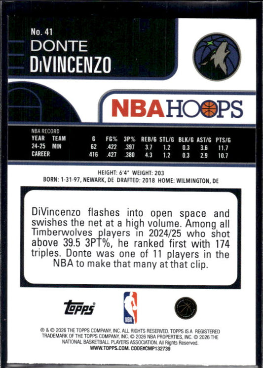 2025-26 Hoops #41 Donte DiVincenzo Base – back