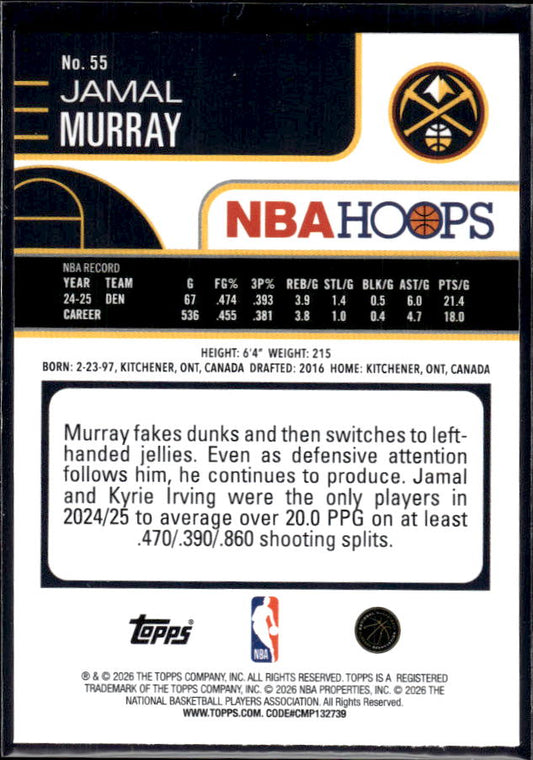 2025-26 Hoops #55 Jamal Murray Base – back