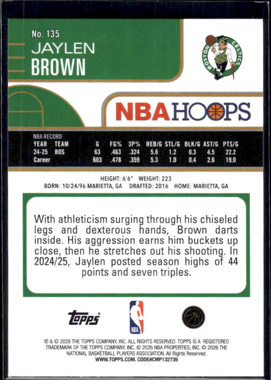 2025-26 Hoops #135 Jaylen Brown Base – back