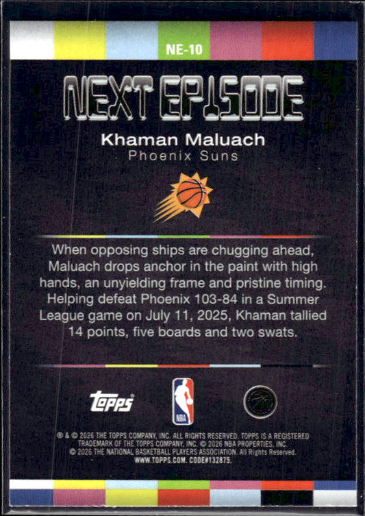 2025-26 Hoops #NE-10 Khaman Maluach Next Episode – back