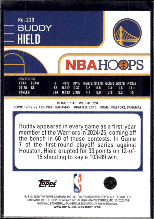 2025-26 Hoops #239 Buddy Hield Base – back