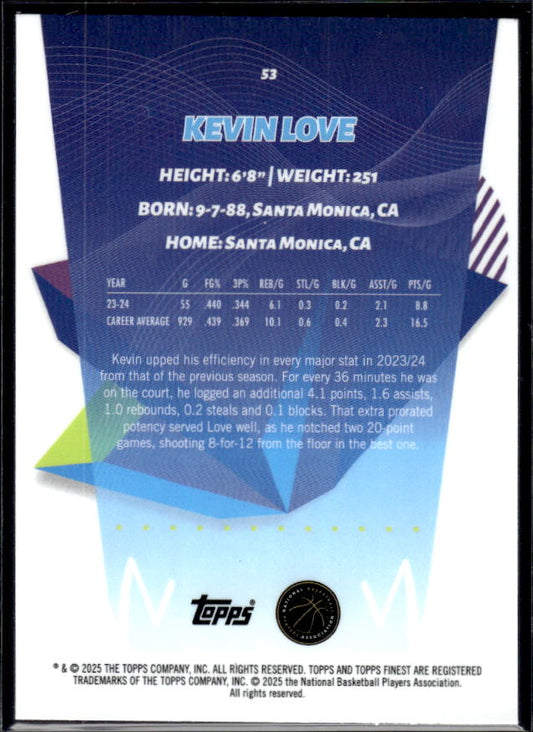 2024-25 Finest #53 Kevin Love - baksida