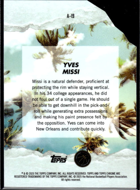 2024-25 Finest #A-19 Yves Missi Arrivals - baksida