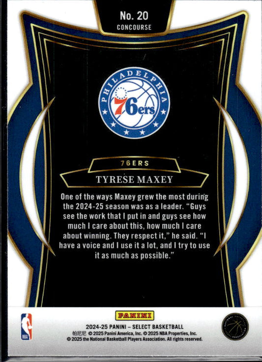 2024-25 Panini Select #20 Tyrese Maxey Blue (Retail) - baksida