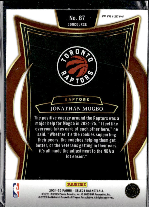 2024-25 Panini Select #87 Jonathan Mogbo Blue Prizm - baksida