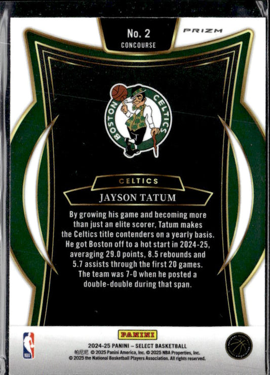 2024-25 Panini Select #2 Jayson Tatum Green White Purple Prizm - baksida