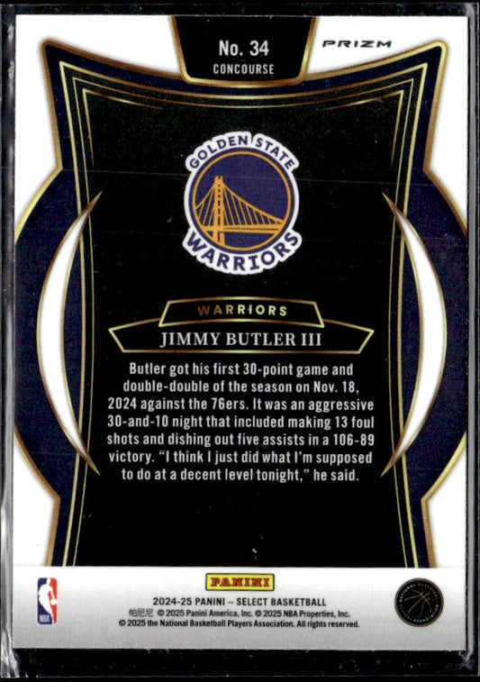 2024-25 Panini Select #34 Jimmy Butler III Blue Prizm - baksida
