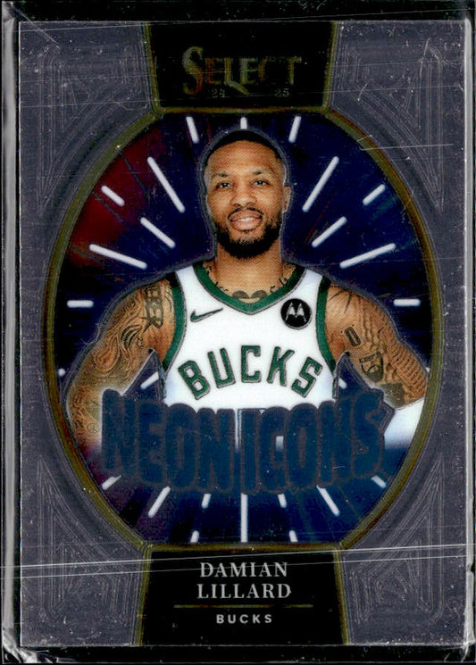 2024-25 Panini Select #5 Damian Lillard Neon Icons - framsida