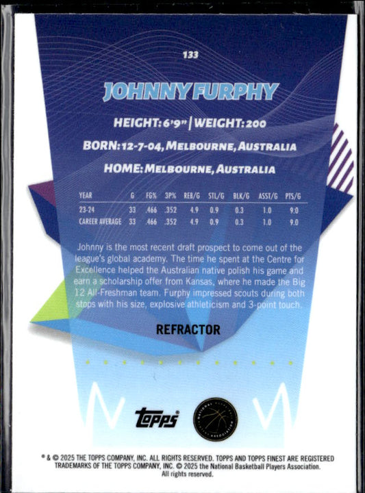 2024-25 Finest #133 Johnny Furphy - baksida