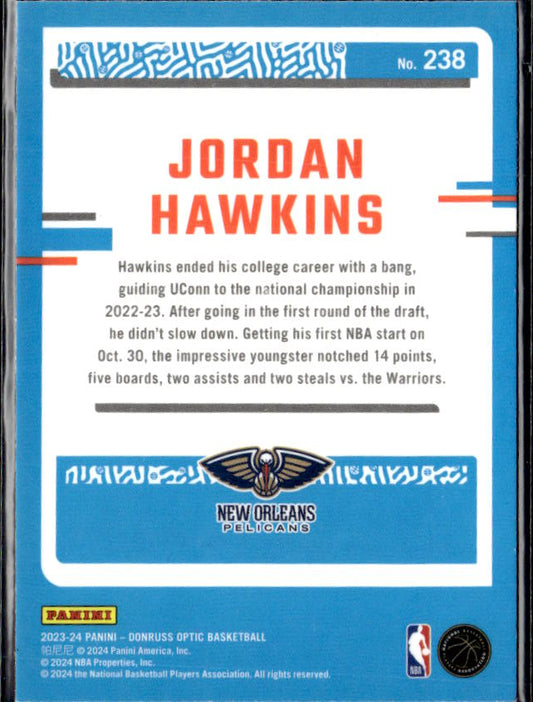 2023-24 Donruss Optic #238 Jordan Hawkins - baksida