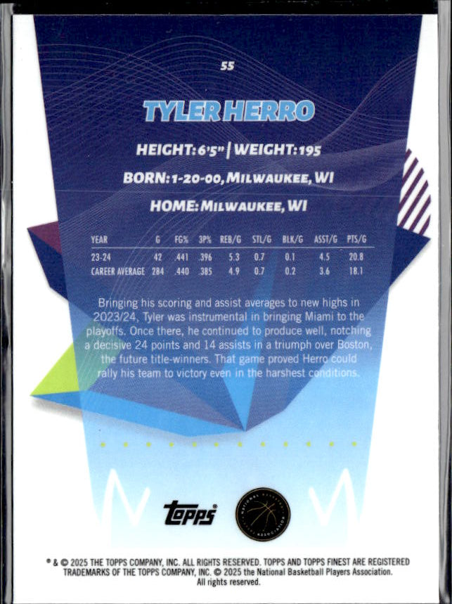 2024-25 Finest #55 Tyler Herro - baksida