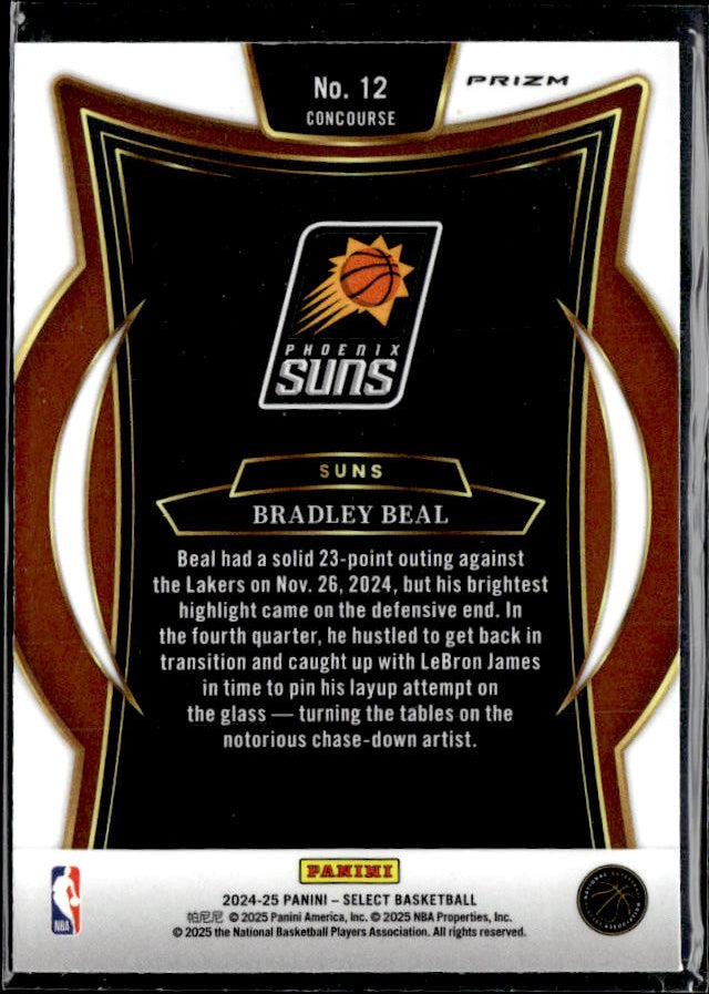 2024-25 Panini Select #12 Bradley Beal Blue Cracked Ice Prizm - baksida
