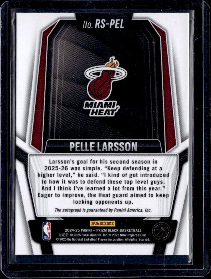 2024-25 Panini Prizm Black #RS-PEL Pelle Larsson Rookie Signatures - baksida