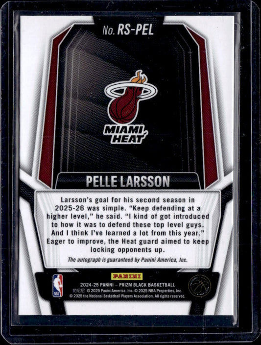 2024-25 Panini Prizm Black #RS-PEL Pelle Larsson Rookie Signatures - baksida