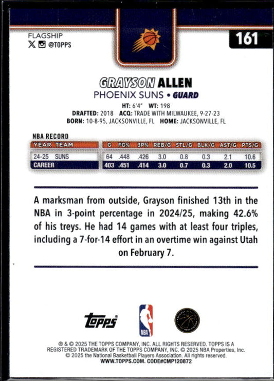 2025-26 Topps #161 Grayson Allen - baksida
