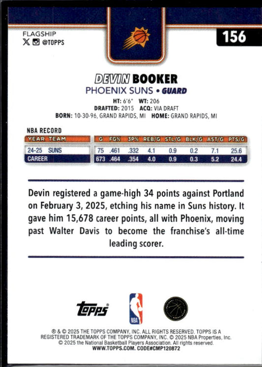 2025-26 Topps #156 Devin Booker - baksida
