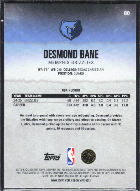 2025-26 Topps Signature Class #28 Mike Conley Chrome - baksida