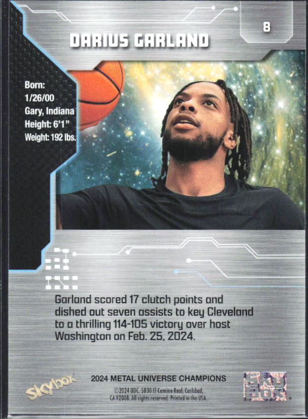 2024 SkyBox Metal Universe Champions #8 Darius Garland - baksida