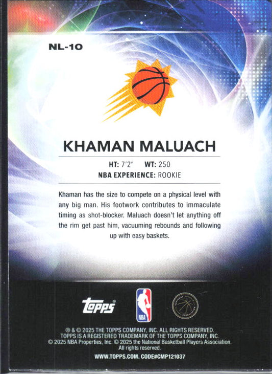 2025-26 Topps #NL-10 Khaman Maluach No Limit - baksida