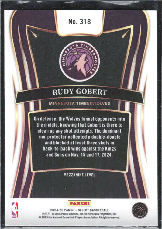 2024-25 Panini Select #318 Rudy Gobert - baksida