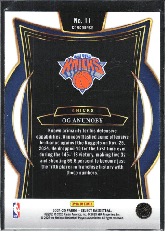 2024-25 Panini Select #11 OG Anunoby Blue (Retail) - baksida