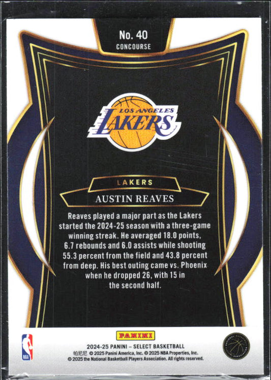 2024-25 Panini Select #40 Austin Reaves Blue (Retail) - baksida