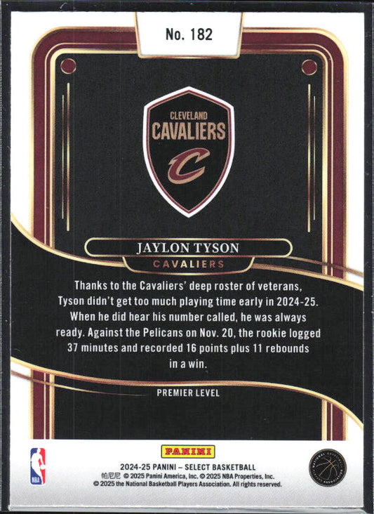 2024-25 Panini Select #182 Jaylon Tyson Blue (Retail) - baksida