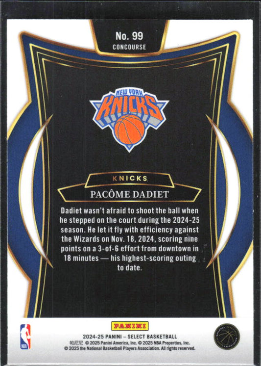 2024-25 Panini Select #99 Pacome Dadiet Blue (Retail) - baksida