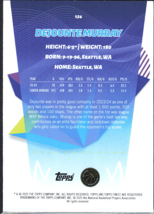 2024-25 Finest #156 Dejounte Murray - baksida