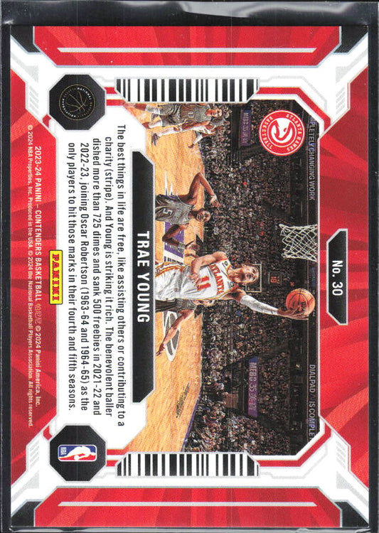 2023-24 Panini Contenders #30 Trae Young Suite Shots - baksida