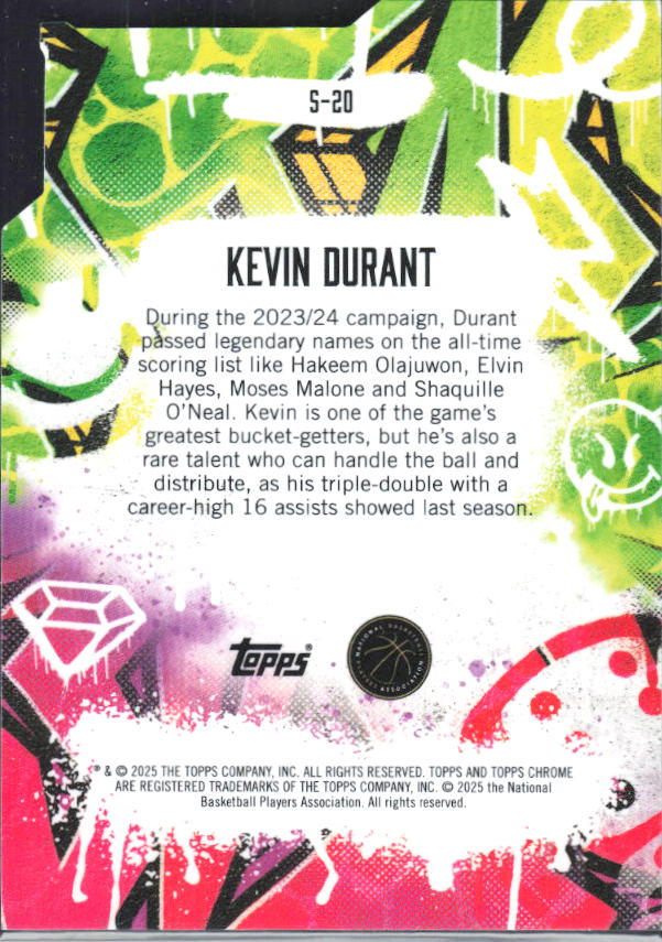 2024-25 Finest #S-20 Kevin Durant Showstoppers Geometric Refractor - baksida
