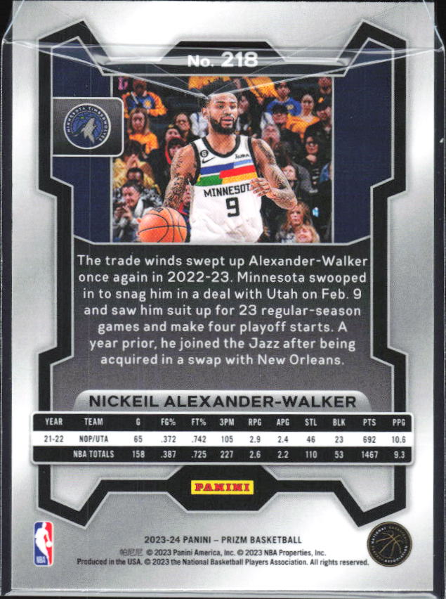 2023-24 Panini Prizm #218 Nickeil Alexander-Walker - baksida