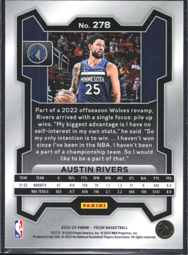 2023-24 Panini Prizm #278 Austin Rivers - baksida