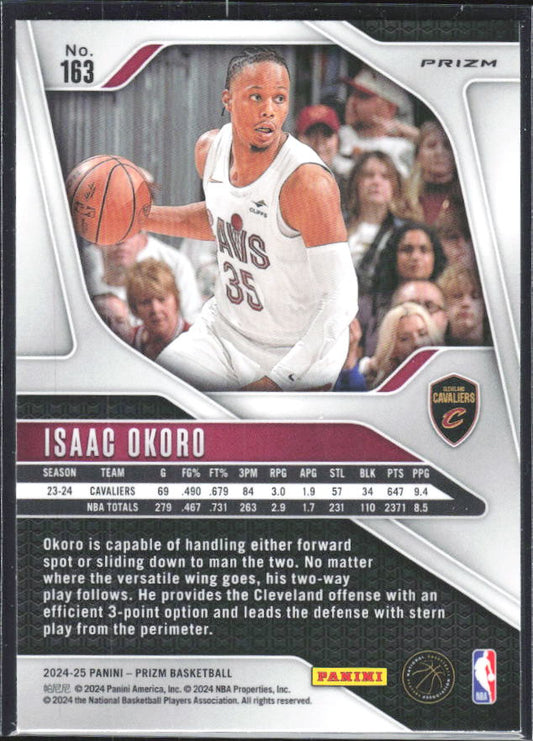 2024-25 Panini Prizm #163 Isaac Okoro Prizms Green - baksida