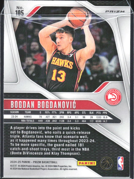 2024-25 Panini Prizm #105 Bogdan Bogdanovic Prizms Green - baksida