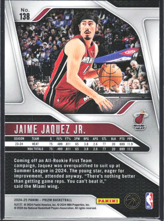 2024-25 Panini Prizm #138 Jaime Jaquez Jr. - baksida