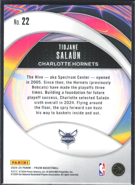 2024-25 Panini Prizm #22 Tidjane Salaun Instant Impact - baksida
