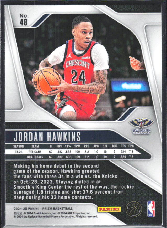 2024-25 Panini Prizm #48 Jordan Hawkins - baksida