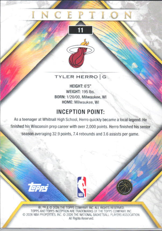 2025-26 Topps Inception #11 Tyler Herro - baksida