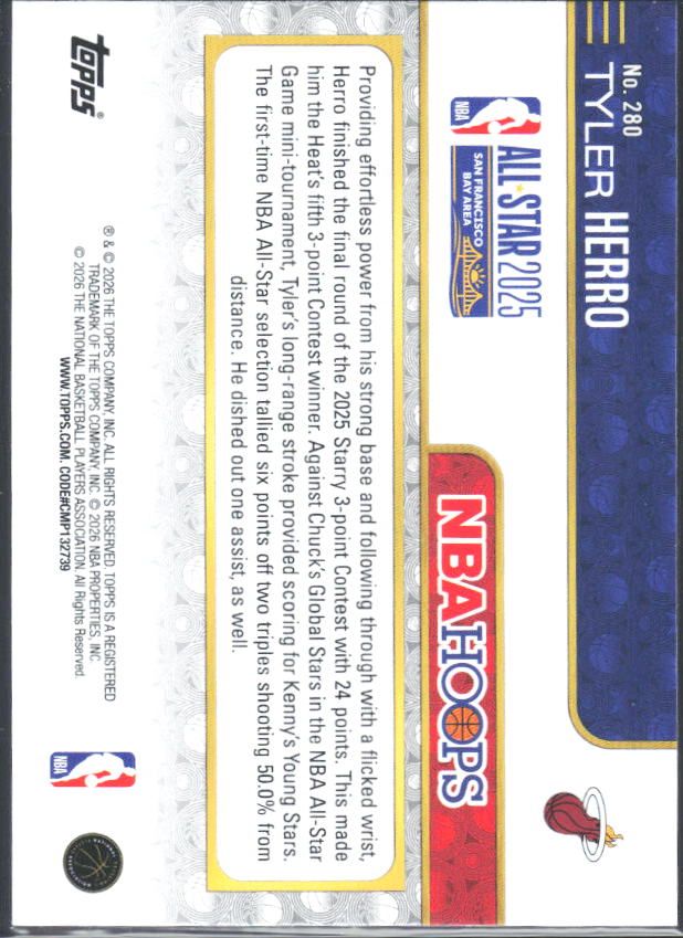 2025-26 Hoops #280 Tyler Herro - baksida
