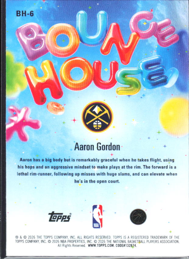 2025-26 Hoops #BH-6 Aaron Gordon Bounce House - baksida