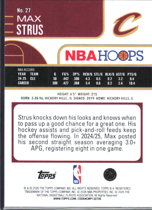 2025-26 Hoops #27 Max Strus Light Burst - baksida