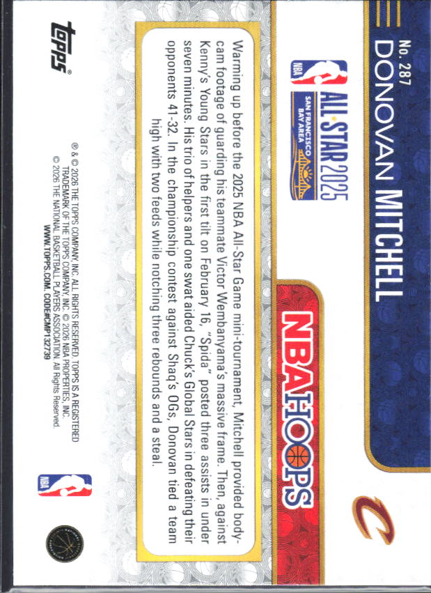 2025-26 Hoops #287 Donovan Mitchell - baksida