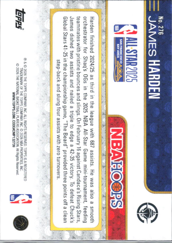 2025-26 Hoops #276 James Harden - baksida