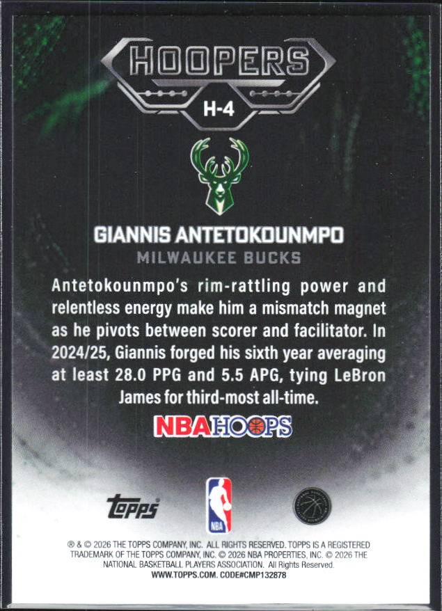 2025-26 Hoops #H-4 Giannis Antetokounmpo Hoopers - baksida