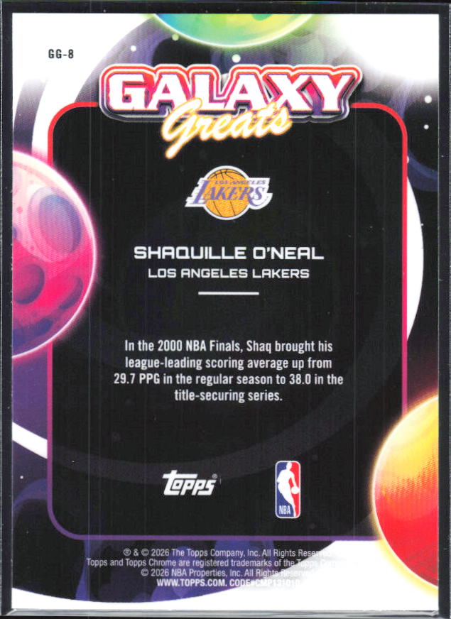 2025-26 Topps Chrome Cosmic #GG-8 Shaquille O'Neal Galaxy Greats - baksida
