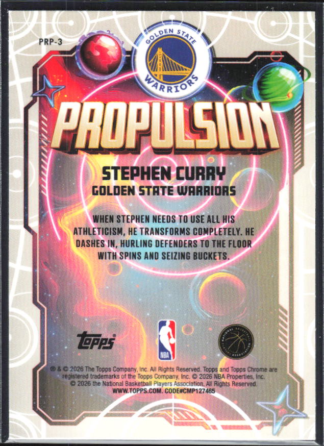 2025-26 Topps Chrome Cosmic #PRP-3 Stephen Curry Propulsion - baksida