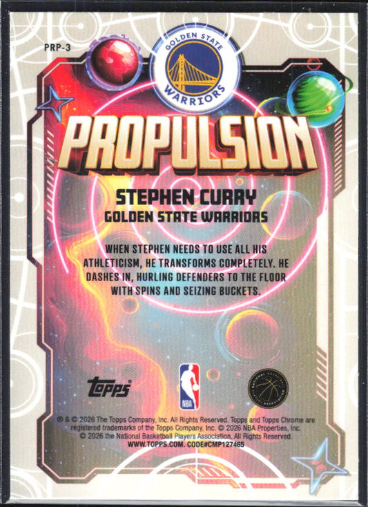 2025-26 Topps Chrome Cosmic #PRP-3 Stephen Curry Propulsion - baksida